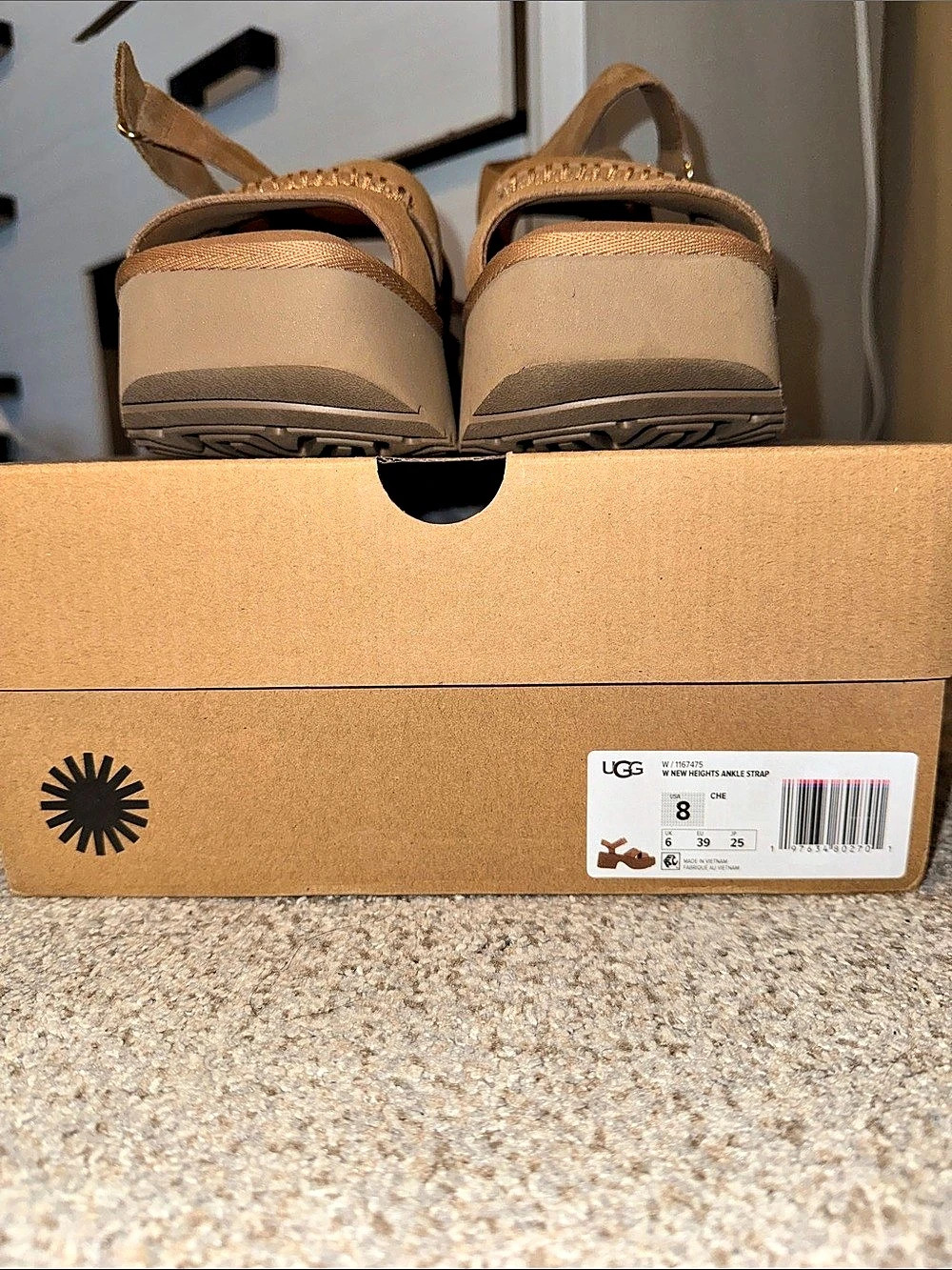 UGG New Heights Ankle Strap Wedge Sandals Brown US 8 - Picture 4 of 6